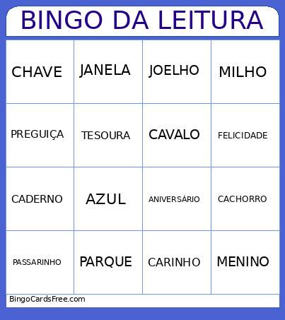 Da Leitura Bingo Card