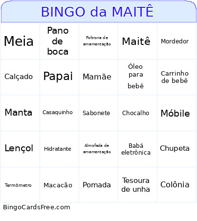 Da MAITÊ Bingo Card