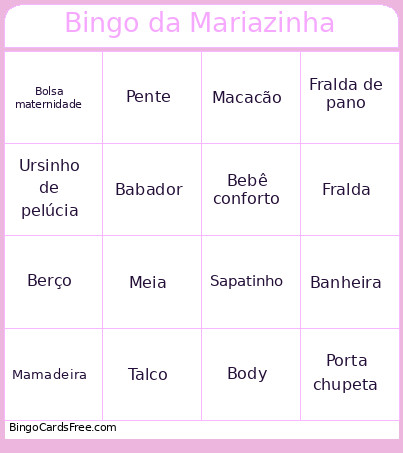 Da Mariazinha Bingo Card