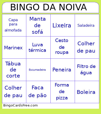 Da Noiva Bingo Card