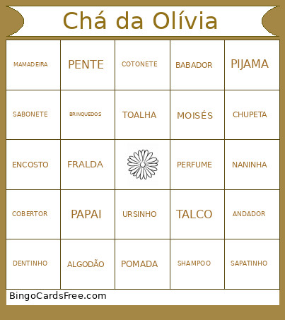 Da Olívia Bingo Card