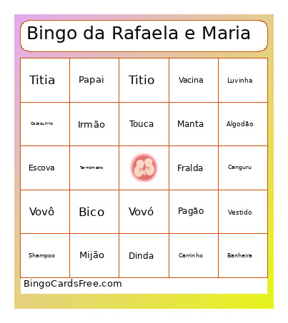 Da Rafaela E Maria Bingo Card