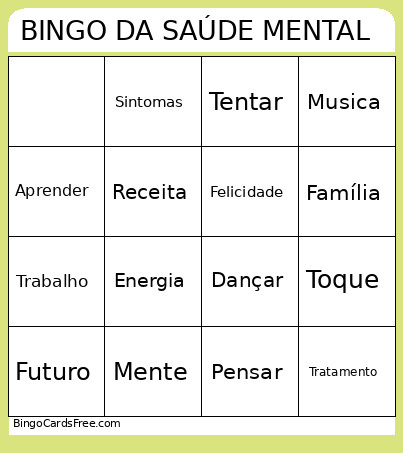 DA SAÚDE MENTAL Bingo Card