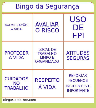 Da Segurança Bingo Card