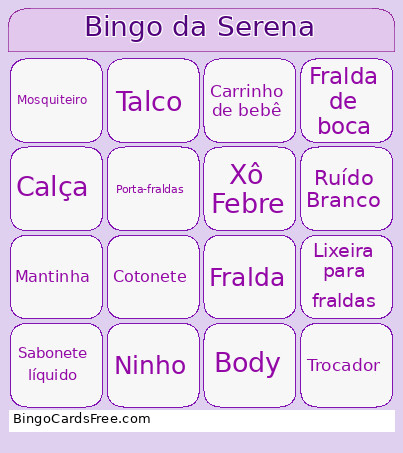 Da Serena Bingo Card