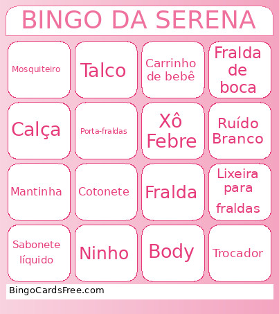 DA SERENA Bingo Card