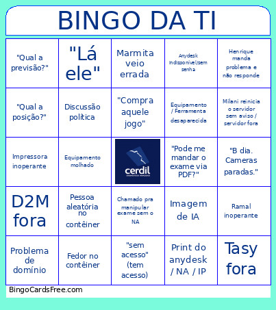 DA TI Bingo Card