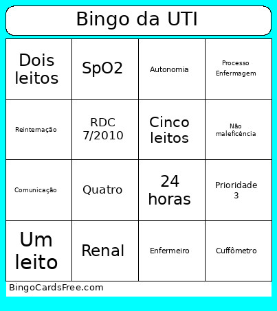 Da UTI Bingo Card