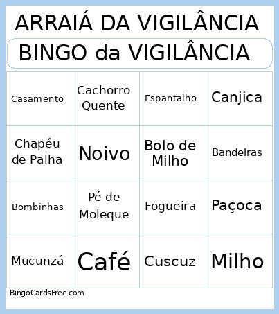 Da Vigilância Bingo Card