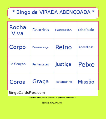 * Da VIRADA ABENÇOADA * Bingo Card