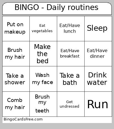BINGO - Daily routines