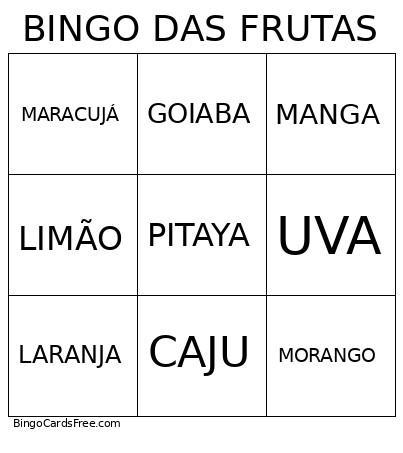 DAS FRUTAS Bingo Card