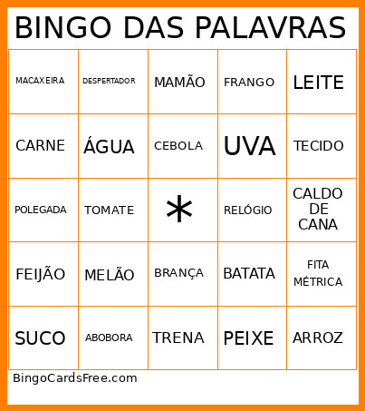 Das Palavras Bingo Card 2