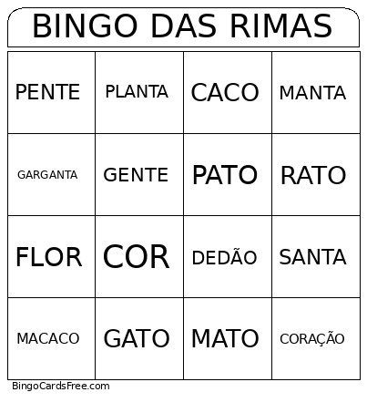 DAS RIMAS Bingo Card