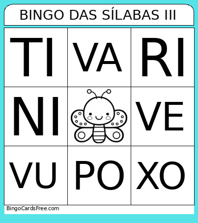 DAS SÍLABAS III Bingo Card