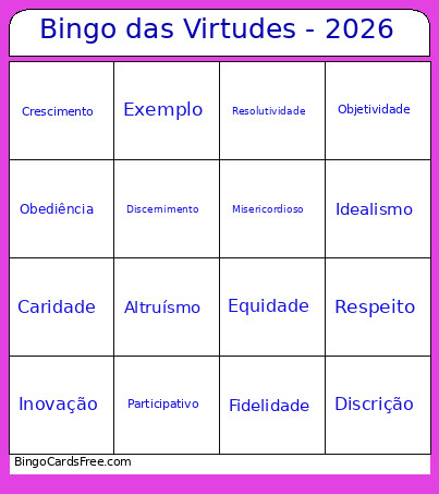 Das Virtudes - 2026 Bingo Card