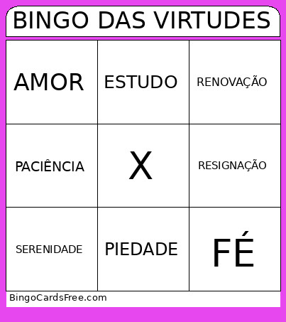 DAS VIRTUDES Bingo Card