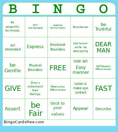 DBT Bingo Card