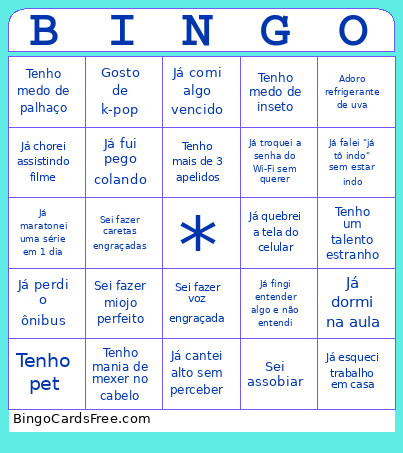 De Ações Bingo Card