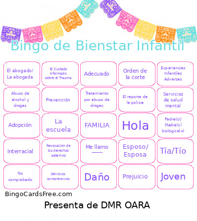 De Bienstar Infantil Bingo Card