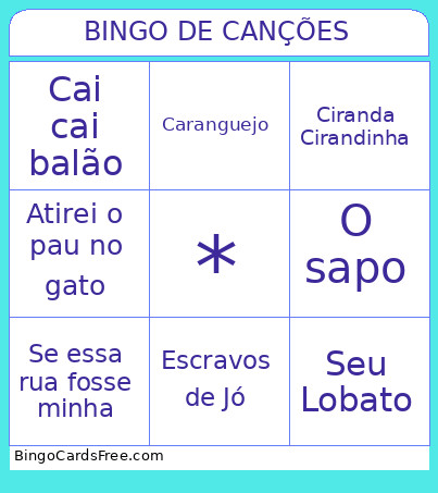 DE CANÇÕES Bingo Card