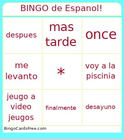 De Espanol! Bingo Card