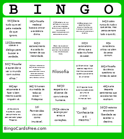 De Filosofia Bingo Card