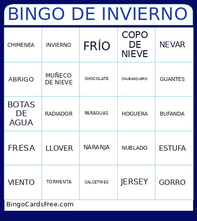 DE INVIERNO Bingo Card