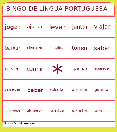 DE LÍNGUA PORTUGUESA Bingo Card
