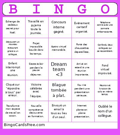 De La Dream Team Bingo Card