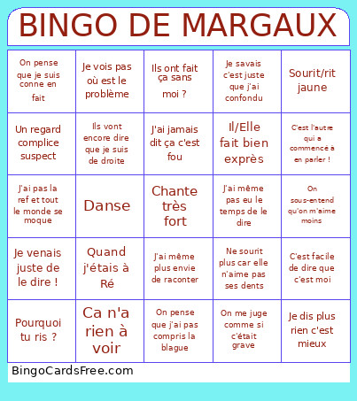De Margaux Bingo Card