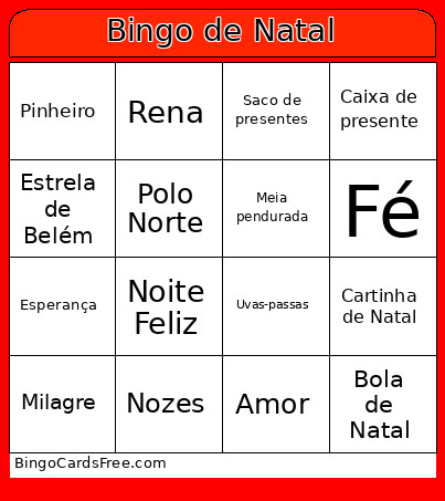 De Natal Bingo Card 5
