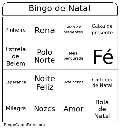 De Natal Bingo Card 4