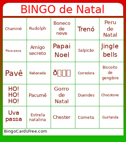 De Natal Bingo Card 3