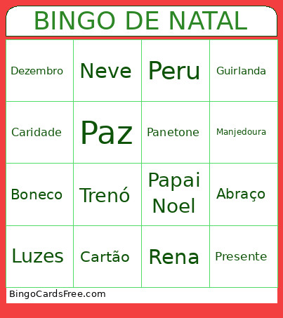 DE NATAL Bingo Card 2