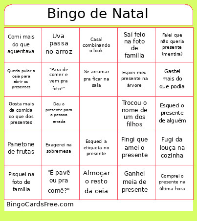 De Natal Bingo Card 2