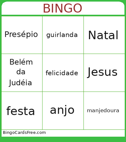 DE NATAL Bingo Card