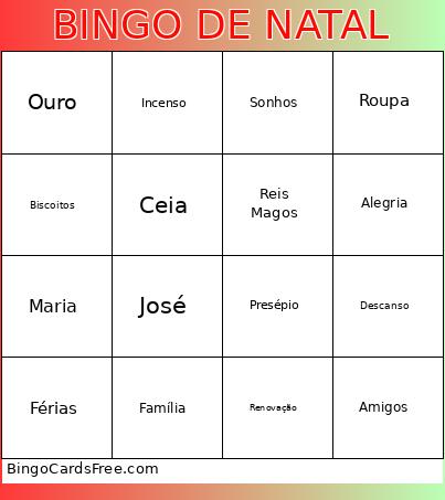 DE NATAL Bingo Card