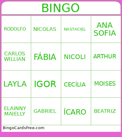 DE PALAVRAS Bingo Card