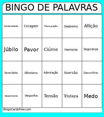 DE PALAVRAS Bingo Card