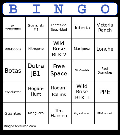 De Riego Bingo Card