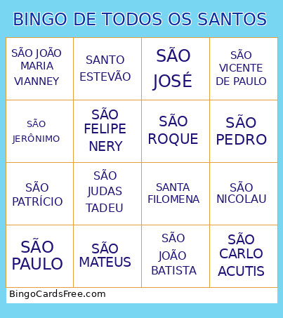 DE TODOS OS SANTOS Bingo Card