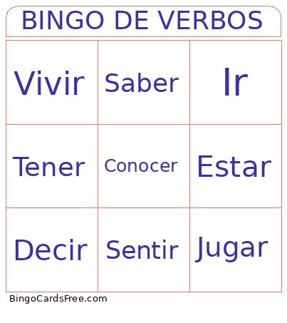 DE VERBOS Bingo Card