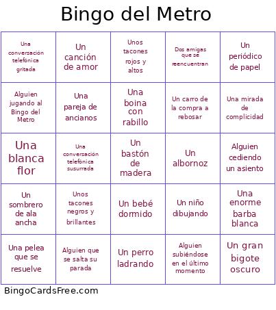 Del Metro Bingo Card