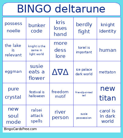 Deltarune Bingo Card 2