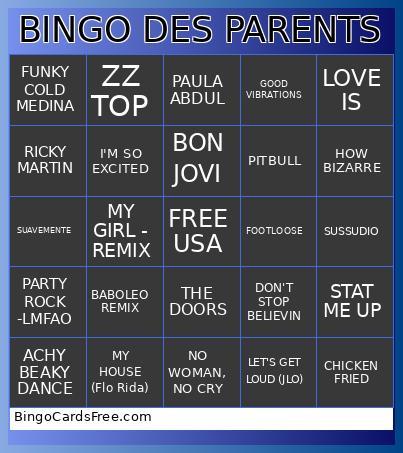 DES PARENTS Bingo Card 3