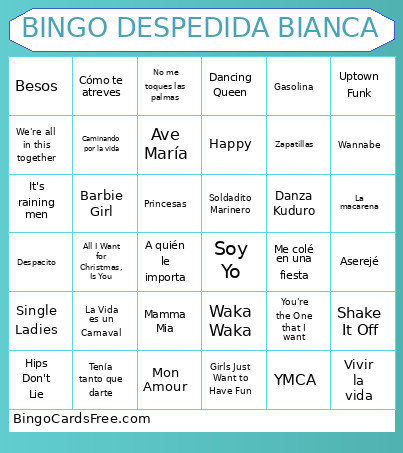 DESPEDIDA BIANCA Bingo Card