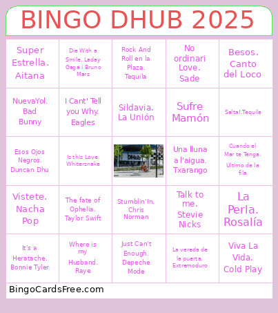 DHUB 2025 Bingo Card