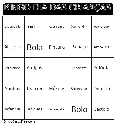 DIA DAS CRIANÇAS Bingo Card