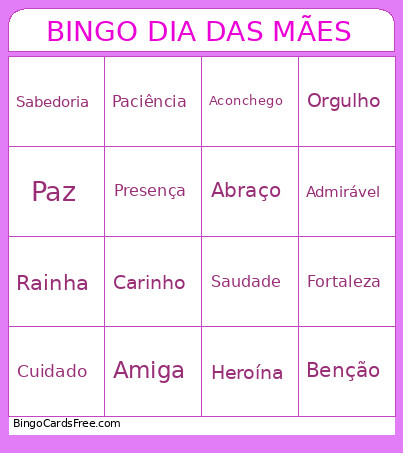 DIA DAS MÃES Bingo Card